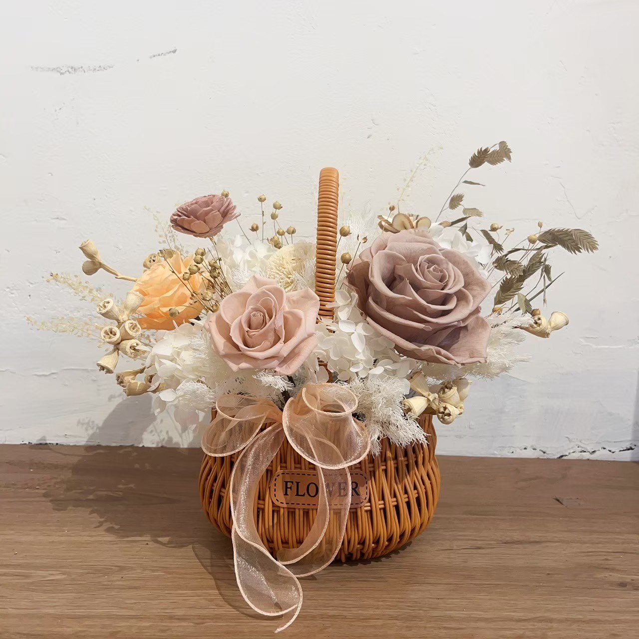 DT002 HXCN◆乾燥永生提籃盆花